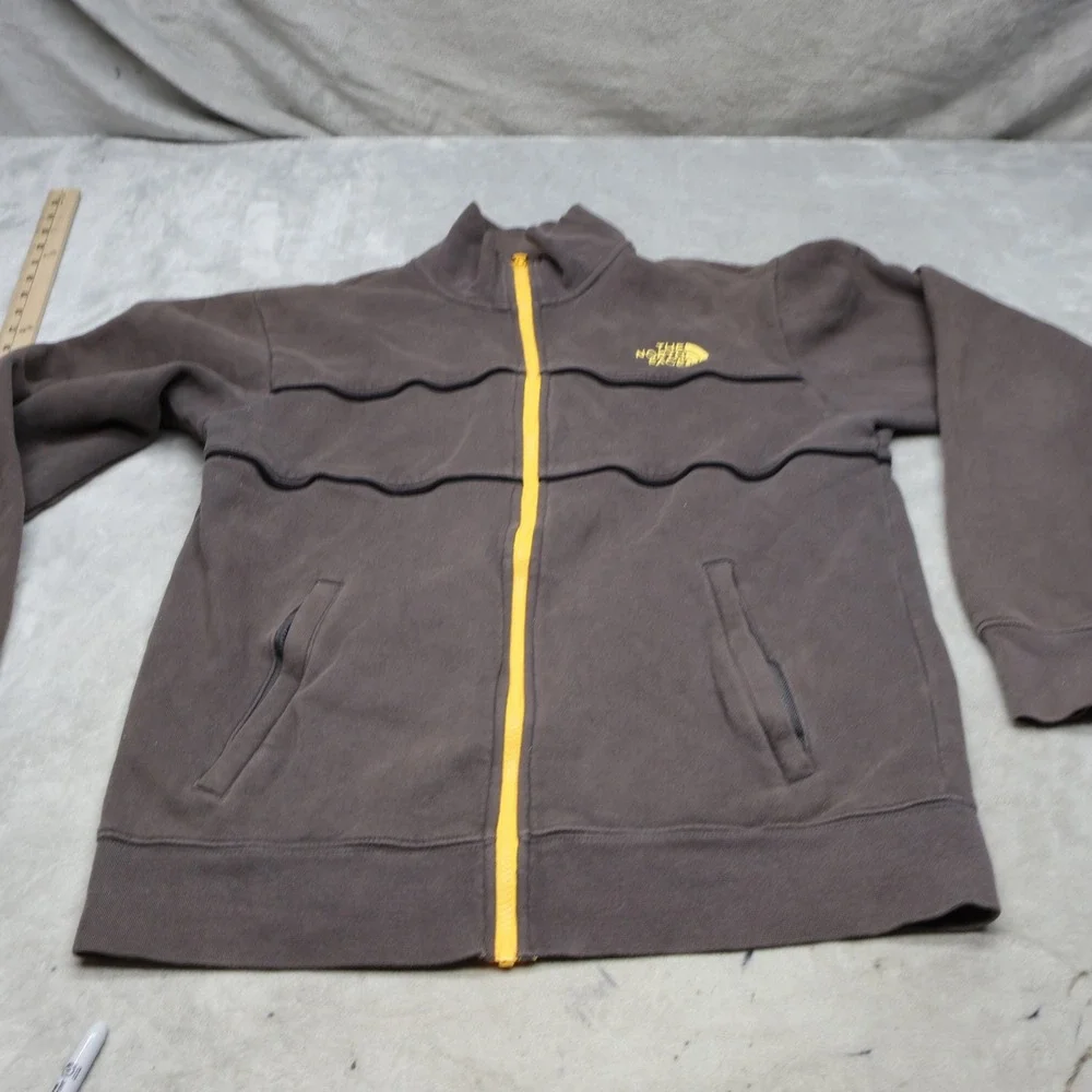 North Face Jacket Mens Medium Gray Wavy Full Zip Fleece Performance Outdoor